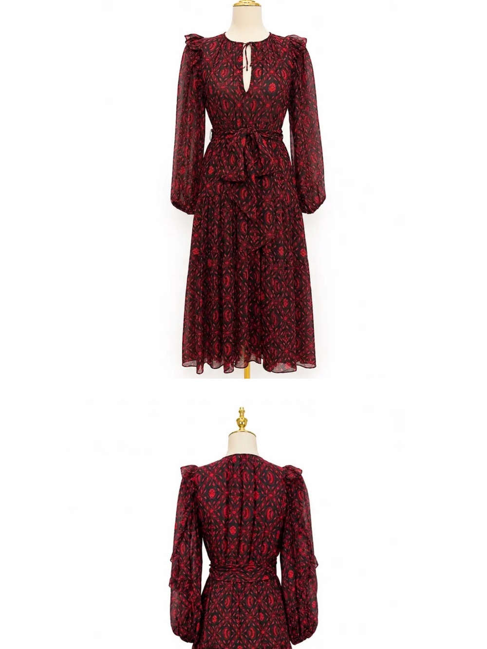 Ulla Johnson Aliya Silk Midi Dress 0 Fuchsia Floral Belted Wedding Guest - Picture 2 of 13